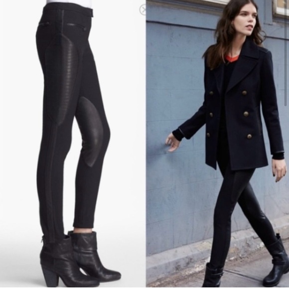 rag & bone Ilford Leather Panel Skinny Black Pants 🐈⬛ - Picture 2 of 12